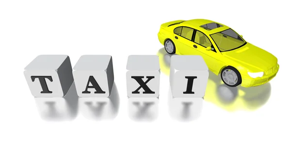 3D такси автомобиль и логотип изолированы в белом — стоковое фото