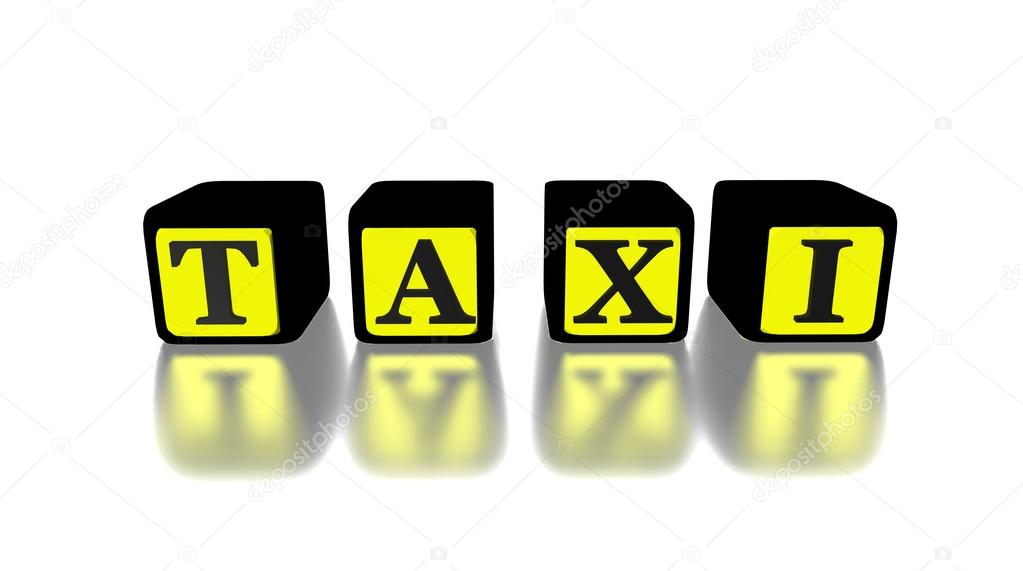 3D taxi  logo yellow and black isolated in white