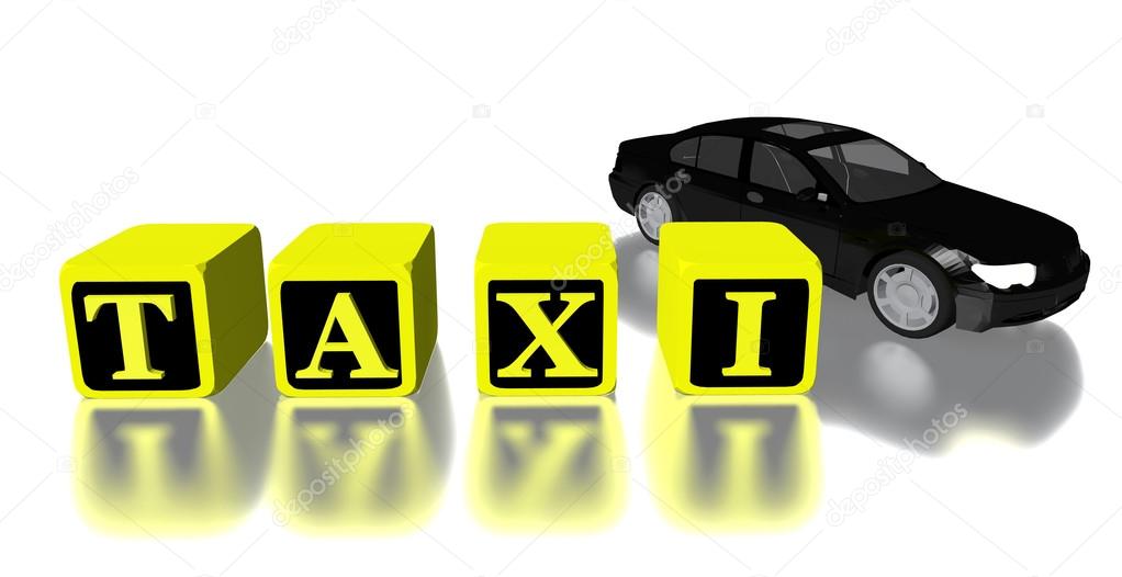 3D taxi car and logo isolated in white Stock Photo by ©archiMashe4ka