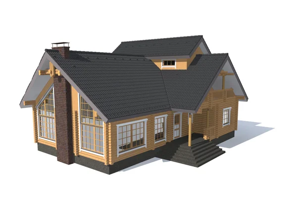 3D-het platform model huis geïsoleerd op wit — Stockfoto