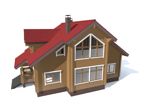 Het platform model huis geïsoleerd in wit — Stockfoto