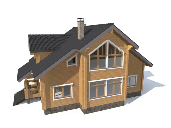 Arquitetura modelo casa isolada em 3D branco — Fotografia de Stock