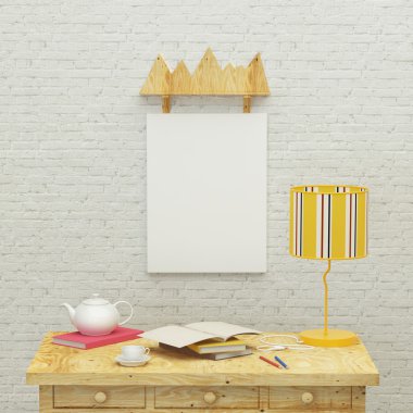 iç tasarım 3d render çalışma çocuk odası