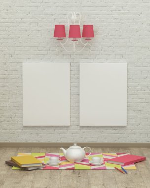 iç tasarım 3d render çalışma çocuk odası