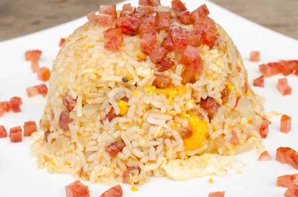 Fried rice with pork sausage — Stock Photo, Image