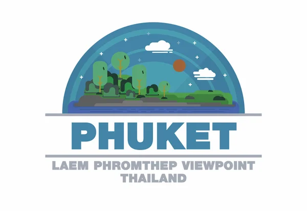 Laem Phromthep Mirador de Phuket, Tailandia Logotipo símbolo plana des — Vector de stock