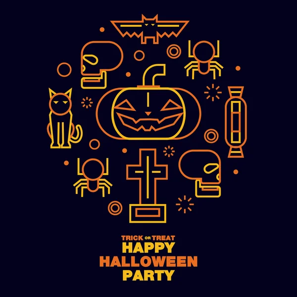 Šťastný Halloween Party blahopřání ikony Symbol - vektorové plochý Stock Ilustrace