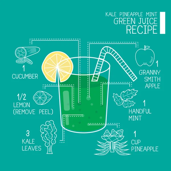 Green juice recipes great  detoxifier — Wektor stockowy