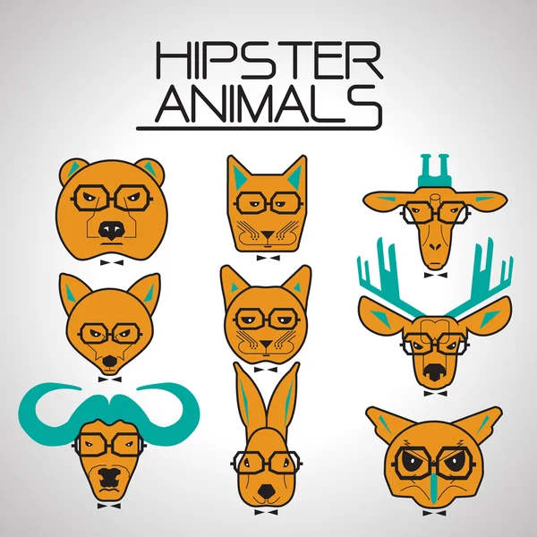 Hipster animal icons set — Stockový vektor