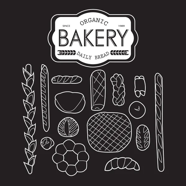 Французская пекарня черно-белая — стоковый вектор