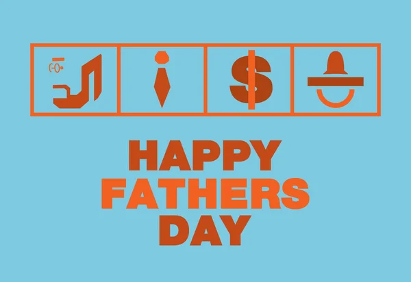 Happy fathers day card,Tie , Money, Nipples, Blue and orange ton — Stok Vektör