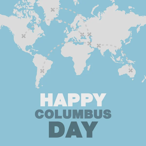Mapa del cartel del día de Cristóbal Colón y diseño plano tema océano — Vector de stock