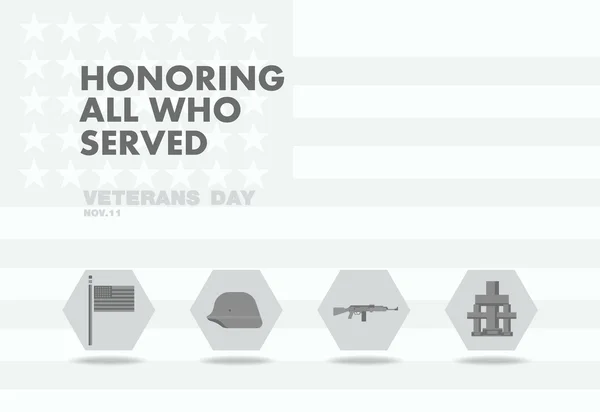 Hedrar Veterans day, abstact flagga platt Tema design — Stock vektor