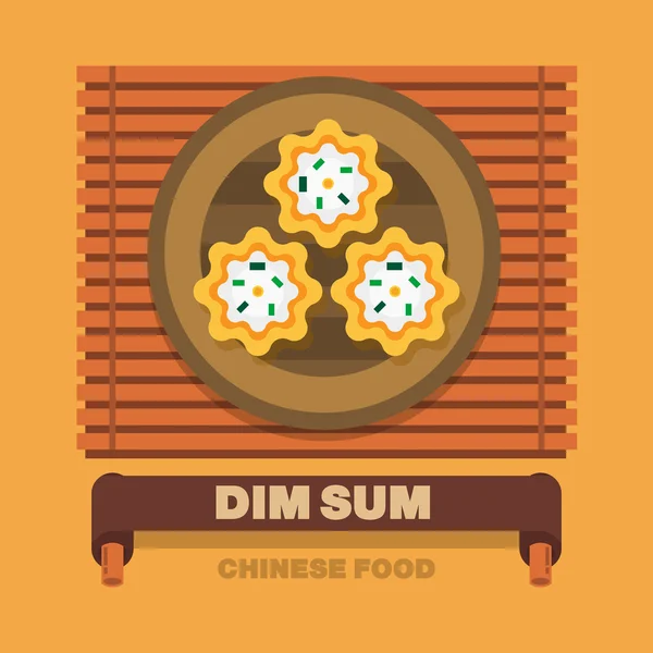 Китайские национальные блюда, Dim Sum - Векторная плоская конструкция — стоковый вектор