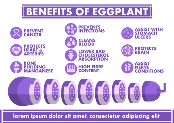 Patlıcan Infographics - vektör düz tasarımı faydaları