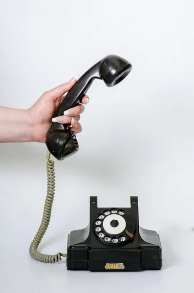 Viejo teléfono vintage negro aislado — Foto de Stock