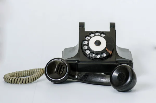 Stary telefon rocznika czarno na białym tle — Zdjęcie stockowe