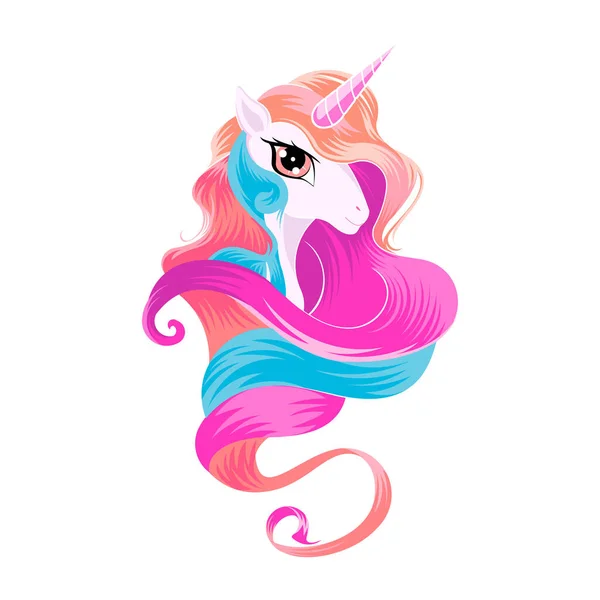 Güzellik Unicorn Vektör Çizimi Tam Renk — Stok Vektör