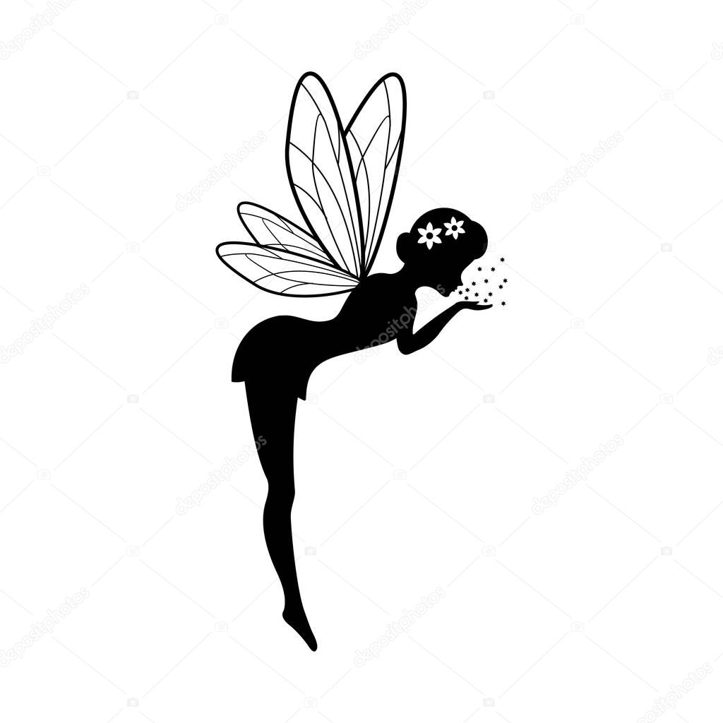Beautiful fairy silhouette vector template