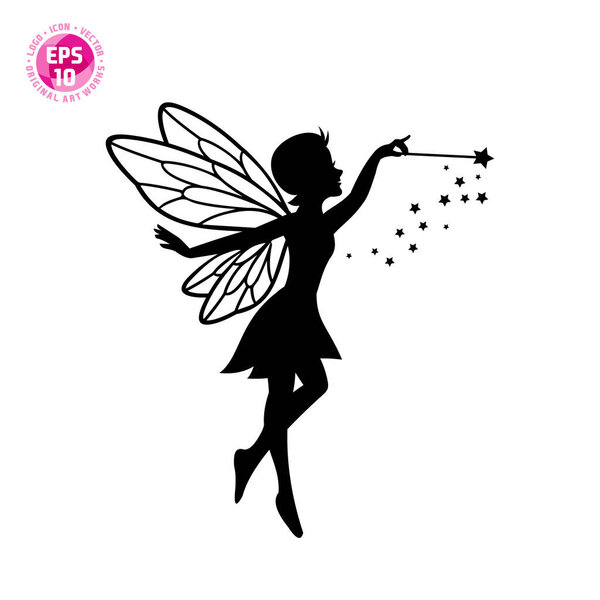 beautiful fairy silhouette vector template