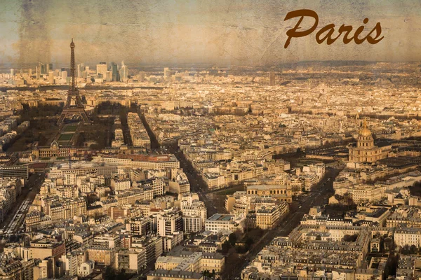 Vista aérea da cidade Paris, França, em look vintage — Fotografia de Stock