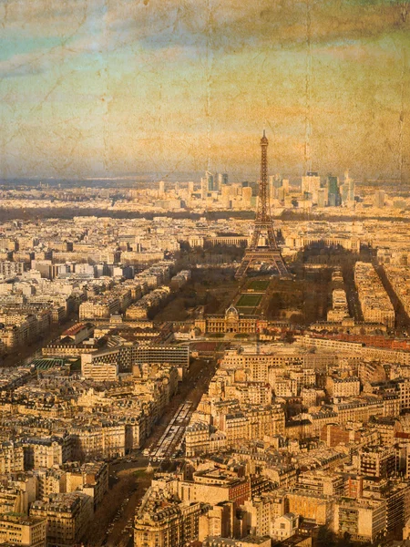 Вид с воздуха на город Париж, Франция, в винтажном виде — стоковое фото