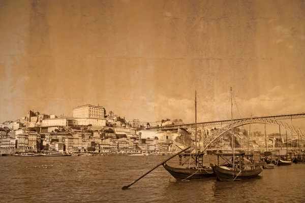 Листівка місто порту, Португалія, в vintage виглядати — стокове фото