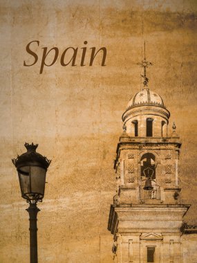 Vintage bir görünüm içinde Jerez de la Frontera, Endülüs, İspanya, kartpostal