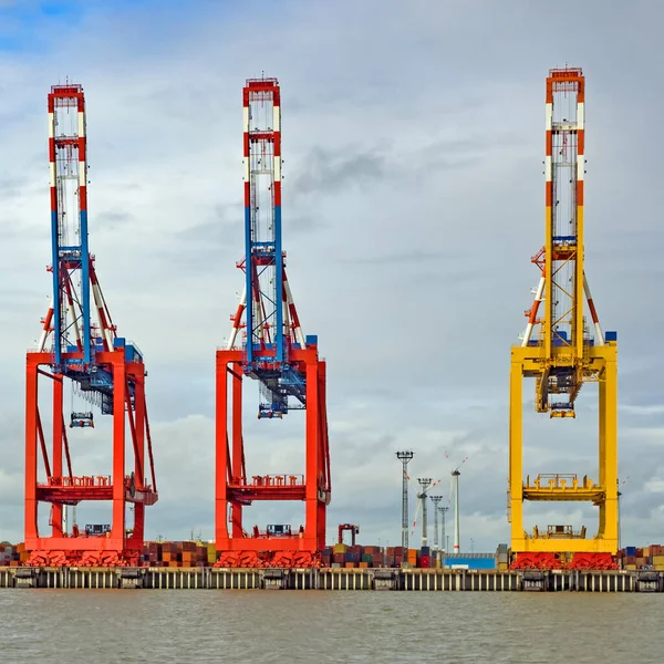 Bremerhaven Bremen Alemania Julio 2017 Grúas Pórtico Contenedores Grúas Portuarias — Foto de Stock