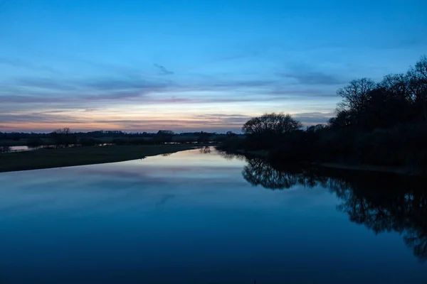 River Aller City Verden Blue Hour Lower Saxony Germany — Stock Photo, Image