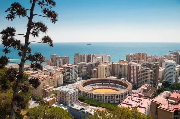 boğa güreşi arena ile Malaga, İspanya, havadan görünümü