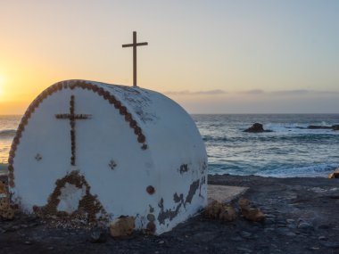 Alacakaranlık, Fuerteventura, Kanarya Adaları, Atlantik Okyanusu yakınlarındaki küçük Şapel