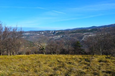 Slovenya 'nın Primorska kentinde Kraski Rob veya Branija manzarası