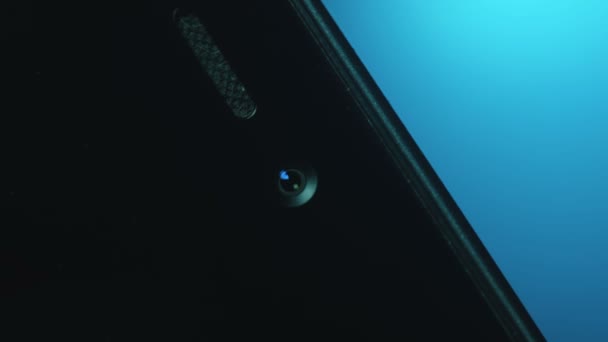 Smartphone closeup ön fotoğraf makinesi ölçü birimi — Stok video