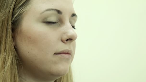 Toz göz kapağı üzerinde fırça kullanarak uygulama — Stok video
