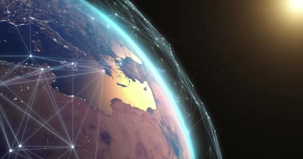 地球表面上の近代的な衛星ネットワーク — ストック動画