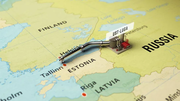 Bau der Gaspipeline auf der Karte — Stockfoto