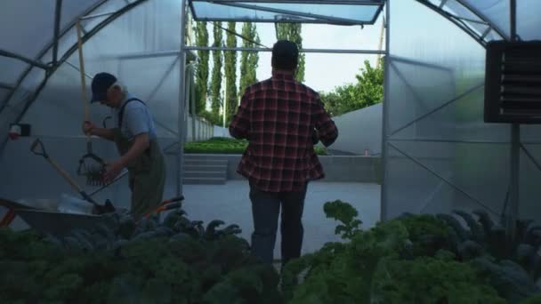 家の中を歩く無名の農家 — ストック動画
