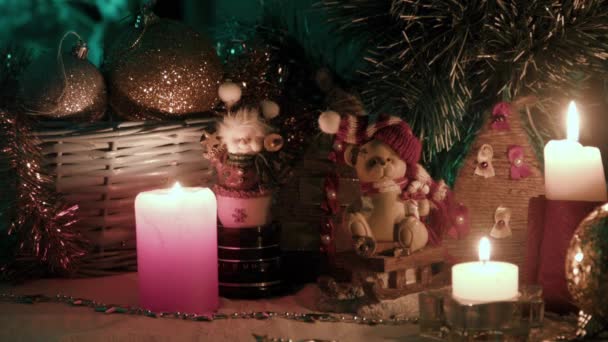 Рождественские украшения, балы медведей — стоковое видео