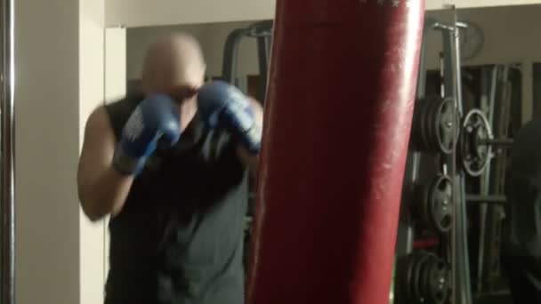 The man practices boxing — Stock Video