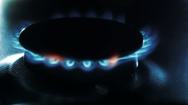 Горелка газовой плиты — стоковое видео