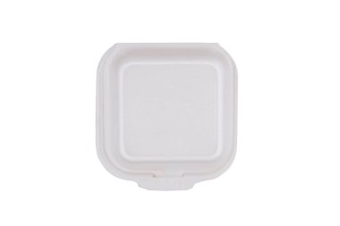 Beyaz arkaplanda izole edilmiş strafor yemek kutusu