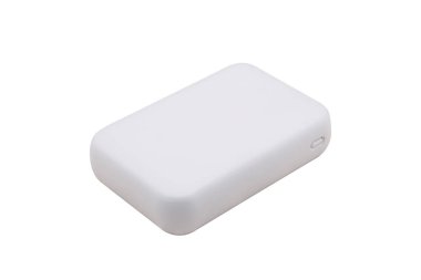 Beyaz portatif güç bankası beyaz arkaplan 01 de izole edildi