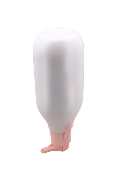 Botella Plástico Con Dispensador Aislado Sobre Fondo Blanco — Foto de Stock