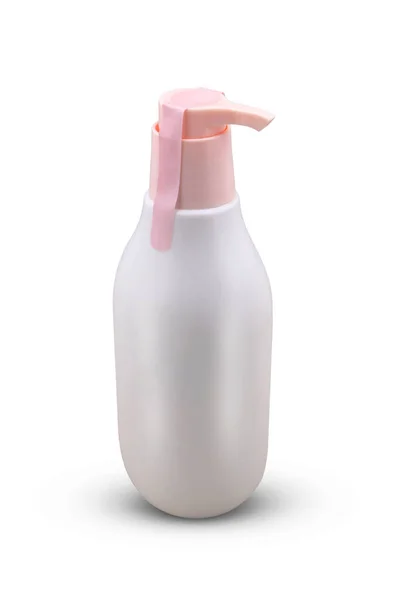 塑料瓶 装有独立于白色底座的分配器 — 图库照片