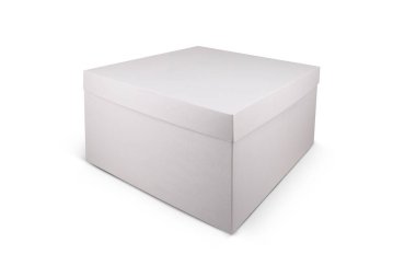 Beyaz arkaplanda izole edilmiş Kek için beyaz karton kutu