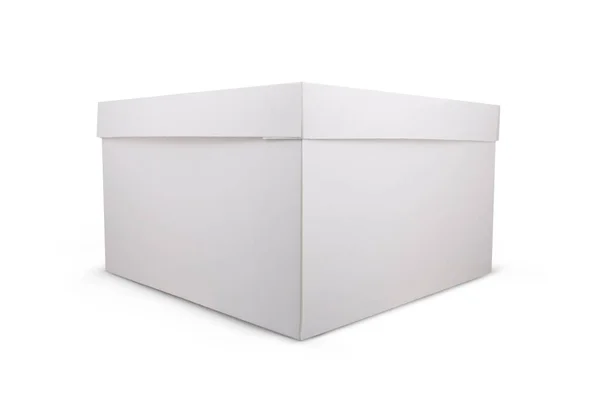 白い背景に隔離されたケーキのためのホワイトカードボックス — ストック写真