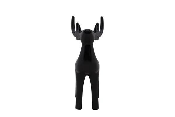 Black Christmas Deer Porcelain Ceramic Material Isolated White Background — Stock Photo, Image