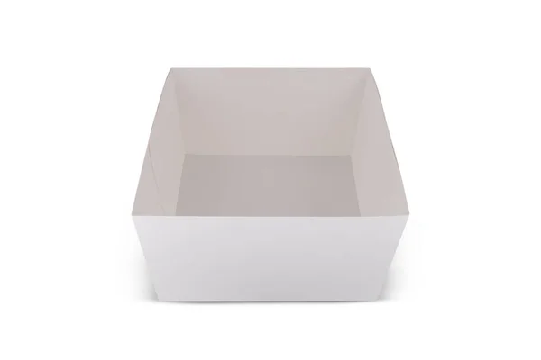 白い背景に隔離されたケーキのためのホワイトカードボックス — ストック写真
