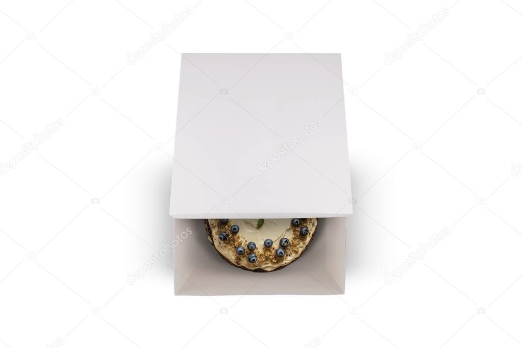 White Cardboard Box For Cake isolated on white background 